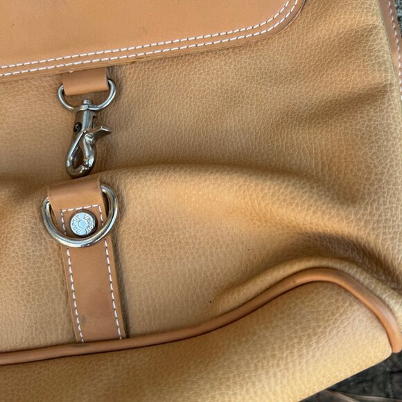 Esprit Tan Leather Messenger Laptop Bag - Picture 3 of 10